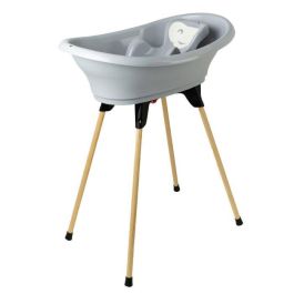 Thermobaby VASCO 5 en 1 - Set Completo de Baño para Bebé con Bañera, Soporte, Tumbona Babycoon y Termómetro - Charm Gris