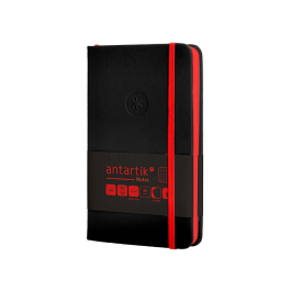 Antartik Cuaderno A6 Tapa Dura Hojas Cuadriculadas Negro y Rojo 100 Hojas 80 gr FSC