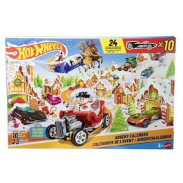 Hot Wheels JCB47 - Calendario de Adviento 2025 - 10 vehículos y 24 accesorios - Juguete para niños