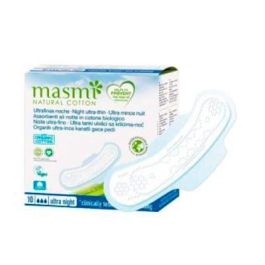 MASMI Compresas Ultra Finas Noche con Alas, 10 unidades. Algodón Ecológico Certificado, Biodegradables Precio: 4.88999992. SKU: B167QXD5MB