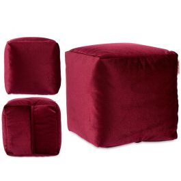 Puff Cuadrado Terciopelo 30X30Cm Granate Giftdecor (4 Unidades)
