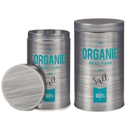 Bote Hojalata Redondo Organic Sal Kinvara 10.4x18.2x10.4 cm Gris (24 Unidades) Precio: 43.49999973. SKU: S3611043