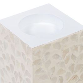 Portavelas Beige Nácar Madera MDF 10,5 x 10,5 x 21 cm