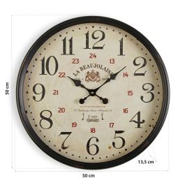 Reloj de Pared Versa Beaujolais Metal 13,5 x 50 x 50 cm