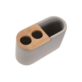 DKD Home Decor Vaso Gris Natural 11 x 4.5 x 6 cm Cemento Bambú