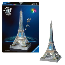 Ravensburger RAV12008024 Rompecabezas 3D Icónico: Torre Eiffel Iluminada