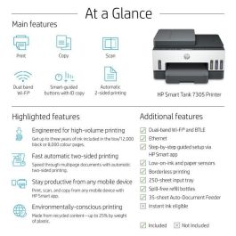 HP Impresora Multifunción Inyección Smart Tank 7305 Wifi con Tanque de Tinta, Imprime Copia Escanea hasta 148 Caracteres