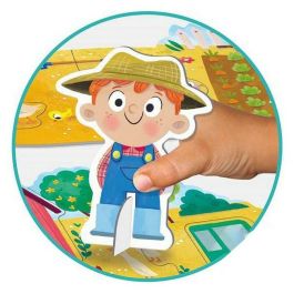 Goula Puzzle XXL de Cartón Granja con 17 Piezas y 2 Figuras de Cartón Adicionales. Juego Educativo para Niños de 2 a 4 Años.