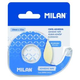 Milán Dispensador azul de cinta adhesiva transparente 19 mm x 33 m con hoja de corte metálica Precio: 1.88999943. SKU: S7906399