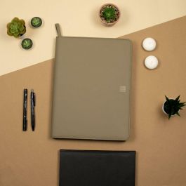 Finocam Portadocumentos Nopal Cremallera A4 Imitación Cuero Verde Oliva con Bloc de Notas y Bolsillo para Tablet hasta 10"