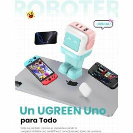 UGREEN Cargador Rápido GaN 65W, 3 Puertos, USB C, Rosa y Azul