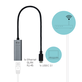 Cable USB C i-Tec C31METALGLAN Gris