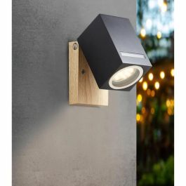 Brilliant GALENI Aplique de exterior negro/color natural, metal/vidrio, GU10 1x20W IP44