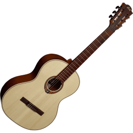 LAG Guitarra Clásica Occitania 70 - 4/4 Guitarra Clásica de Abeto Engelmann Macizo y Caoba, Acabado Satinado Natural