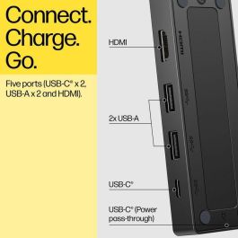HP USB-C Travel Hub G3 Conector de Notebook con 5 Puertos, Carga y Conectividad Plug and Play