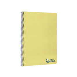 Liderpapel Cuaderno espiral A4 Wonder, tapa plástico, 80 hojas, 90gr, pauta estrecha 2,5mm con margen, color amarillo