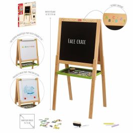 Jeujura JEU3225280876306 Pizarra de Madera Multifuncional Grande con Dibujo, Tiza y Lado Magnético Blanco