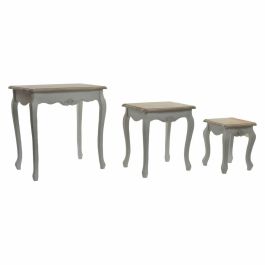 Mesita Auxiliar Tradicional DKD Home Decor Blanco Natural 40 x 61 x 60 cm Set de 3 Mesita Auxiliar Tradicional DKD Home Decor Blanco Natural 40 x 61 x 60 cm Set de 3