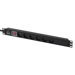 Lanview 19'' rack mount power strip, ON/OFF switch 13A with 6 x Danish type K socket