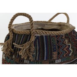 DKD Home Decor Cesta Boho Multicolor 30 x 30 x 30 cm (2 Unidades) Fibra Algodón