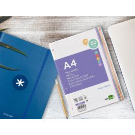 Recambio Liderpapel A4 200+50 Hojas 90 gr-M2 Cuadro 5 mm 4 Taladros Bandas De 5 Colores