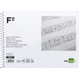 Liderpapel Bloc música pentagrama 3mm folio apaisado 100 g/m2 20 hojas