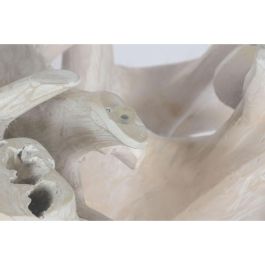 DKD Home Decor Mesa Centro Balines Indonesia 1c24 Blanco 90 x 90 x 47 cm con Cristal Raíz de Teca