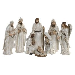 DKD Home Decor Nacimiento Navidad Tradicional, Set 8 Figuras de Resina Blanca 6 x 19 x 8 cm
