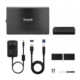 TooQ TQE-3531B Caja Externa para Disco Duro 3.5", USB 3.1 Gen 1 (5 Gbps), hasta 8 TB, SATA I/II/III, UASP, Aluminio Negro
