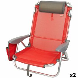 Silla Plegable con Reposacabezas Aktive Menorca Rojo 51 x 76 x 45 cm (2 Unidades)