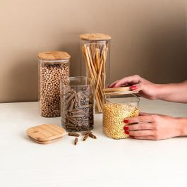 Quid Tarro de Vidrio Cocco 1,4 L Transparente con Tapa a Presión de Silicona, Recipiente Hermético para Cocina, Apto Lavavajillas