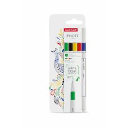 Uni-Ball Emott Rotuladores de Escritura y Dibujo, Colores Vivos, Estuche 5 Unidades, Diseño Moderno