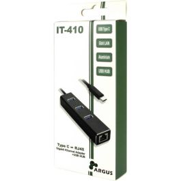 Inter-Tech IT-410 USB-C HUB 3 Puertos USB 3.2 y 1x Gigabit LAN Negro de Aluminio