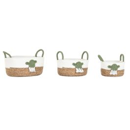 DKD Home Decor Cesta Boho de Fibra y Algodón Blanco Verde Natural 30x30x15 cm Set 3 Piezas (2 Unidades) Precio: 41.50000041. SKU: B1HMX8M5CC