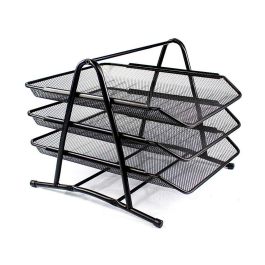 Bandeja Sobremesa Metalica Q-Connect Kf00823 Rejilla Negra 3 Bandejas Movibles 350x278x275 mm