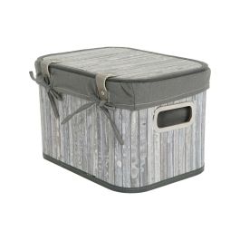 Juego de Cestas DKD Home Decor Blanco Gris Bambú Madera MDF 51 x 35 x 33 cm