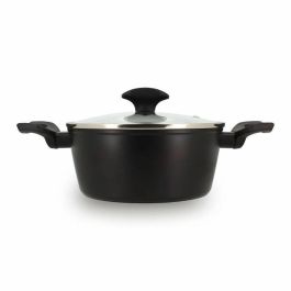 Menastyl 6020646 Horno Holandés de Aluminio Forjado de 20 cm, Negro, Compatible con todo tipo de fuegos e Inducción