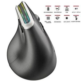 NGS Ratón Vertical EVO KARMA Inalámbrico, Ergonómico, Tecnología Multidispositivo, 5 Botones Silenciosos, 3200 DPI