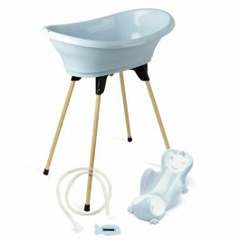 Thermobaby TER3023191494431 Vasco Bañera Multiusos 5 en 1 Flores Azules, Fabricada en Francia