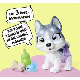 Smoby AAABK62987 Pamper Petz Husky para adoptar, con 4 accesorios, articulado y hace pipí, +3 años