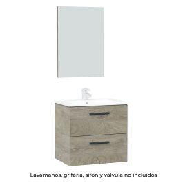 Forés/Arkit Mueble de baño suspendido roble alaska 2 cajones soft close con espejo 60x45x57 cm