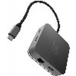 Green Cell AK61 HUB USB-C 6-Puertos 3xUSB 3.0, USB-C, HDMI, Gigabit LAN Plata para Portátil y Ordenador - Suministro de Energía 87W