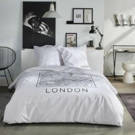 Today TOD3574641256579 Juego de Cama Java de Algodón Estampado Londres para 2 personas, 240x220 cm, Blanco