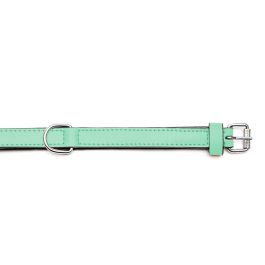 Gloria Collar Perro Piel Auténtica Acolchado Triple Capa Suave - Verde, 30 cm Largo x 15 mm Ancho, Cómodo Antiroces