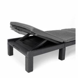 ALLIBERT Tumbona de Jardín Daytona De Luxe Imitación Resina Tejida 4 Posiciones con Cojín Gris Grafito 187x58x29cm