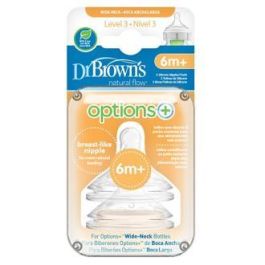 Dr. Brown's Tetina Options Boca Ancha Silicona Redonda N3 +6 Meses, 2 Unidades Precio: 9.5000004. SKU: B1DF6JCDDD