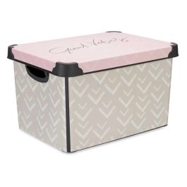 Caja de Plástico Kipit Vibes 17L, 28x22x37 cm, con Asa - Gris/Rosa (12 Unidades) Caja de Plástico Kipit Vibes 17L, 28x22x37 cm, con Asa - Gris/Rosa (12 Unidades)