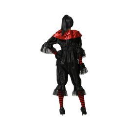 Disfraz Adulto Payasa Negra Terrorífica con Mono Largo y Volantes para Halloween Mujer Talla M-L