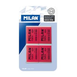 Milan Goma de borrar Nata 624, de plástico blanca suave y no abrasiva, blister de 4 unidades para todo tipo de superficies