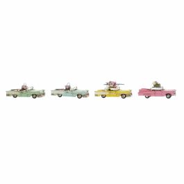 DKD Home Decor Vehículo Decoración Vintage Set 4 Unidades Surtidas Metal PE Azul Verde Menta Amarillo Rosa 10.5x9.5x25.8 cm